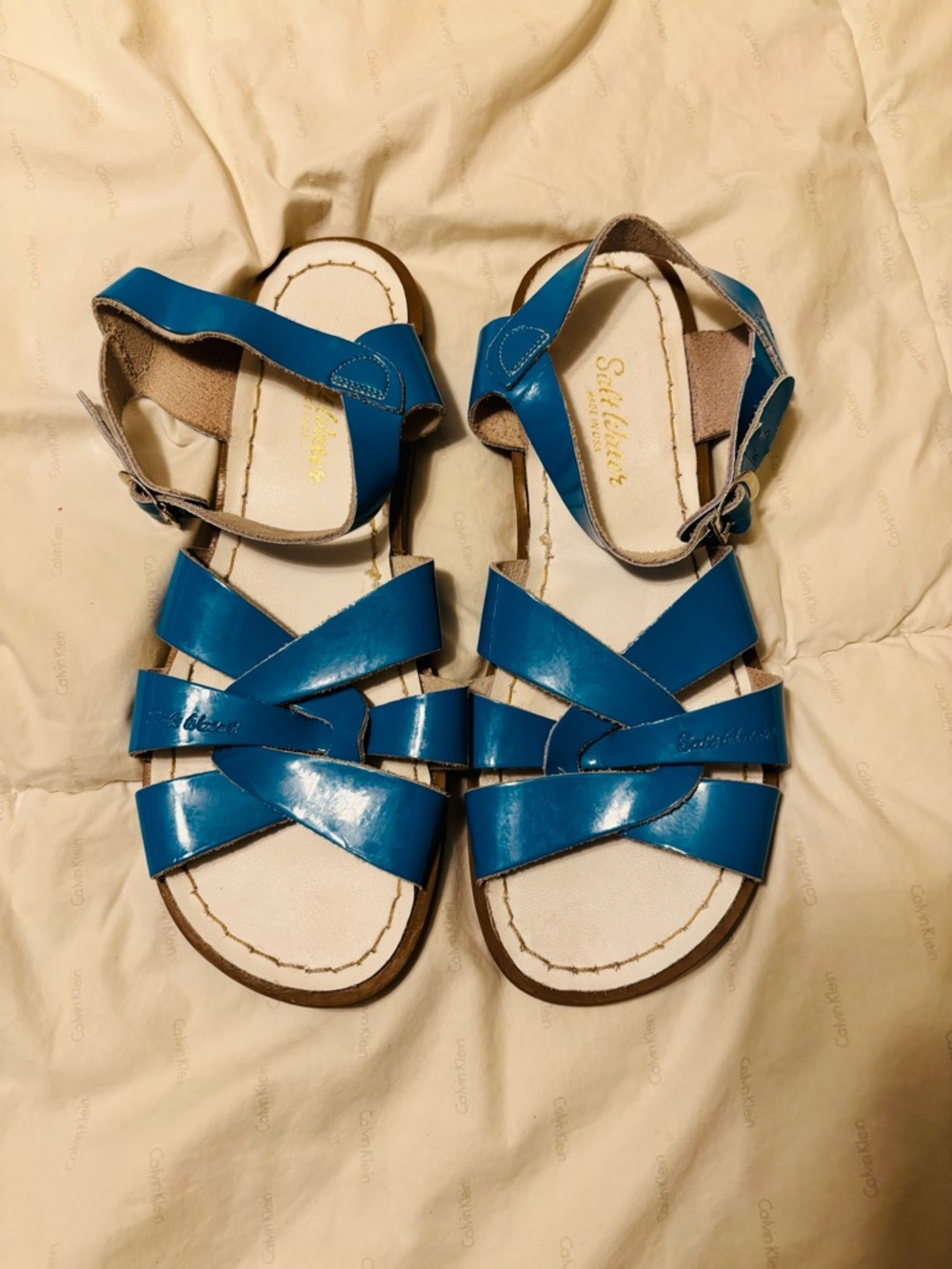 Women’s Salt Water Blue Strappy Crossband Sandals - SoftLuxe